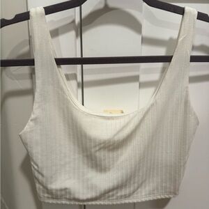 Vici Elegant White Ribbed Women's Crop Top